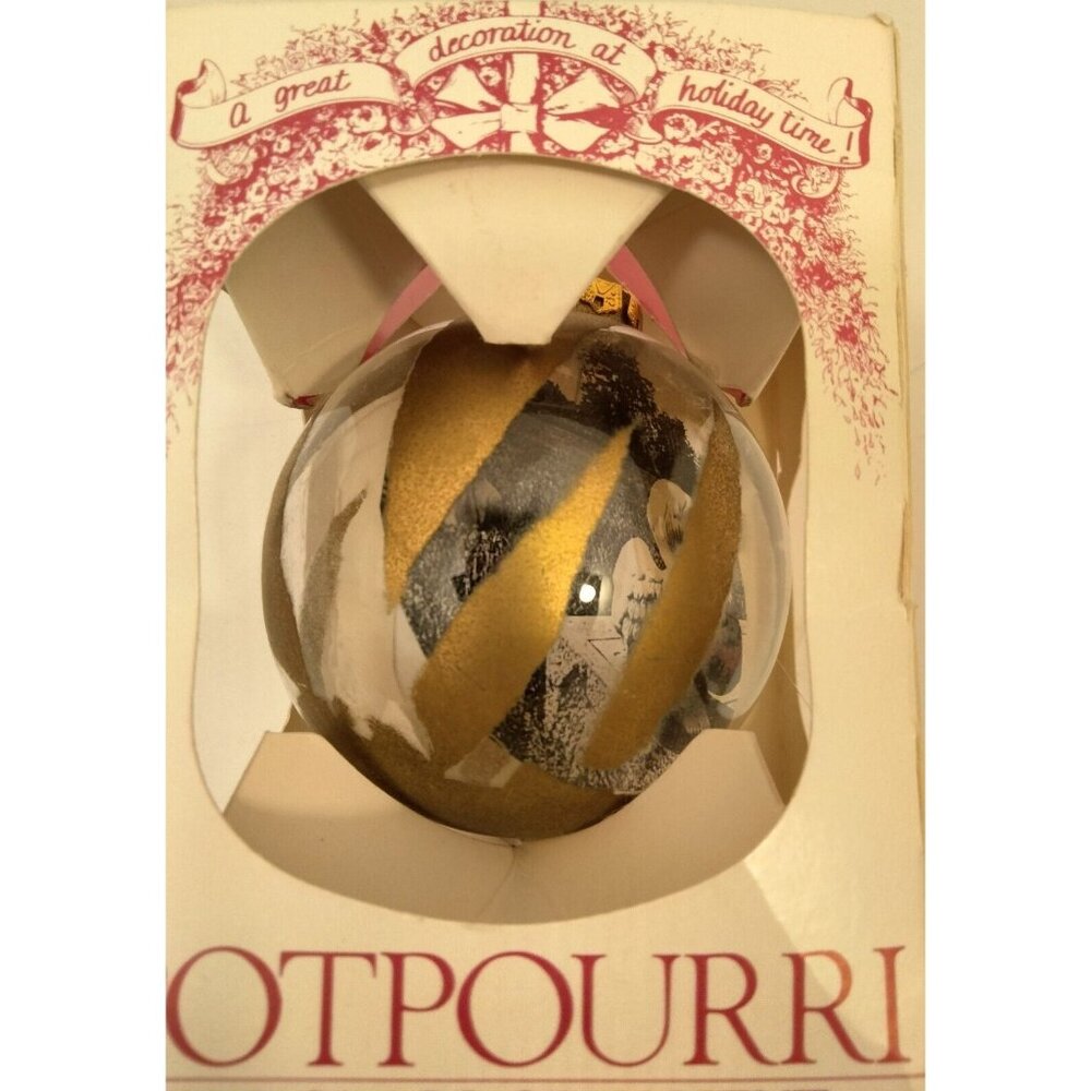Fill Your own Potpourri Ornament Vintage Glass Christmas Closet Distressed Gold